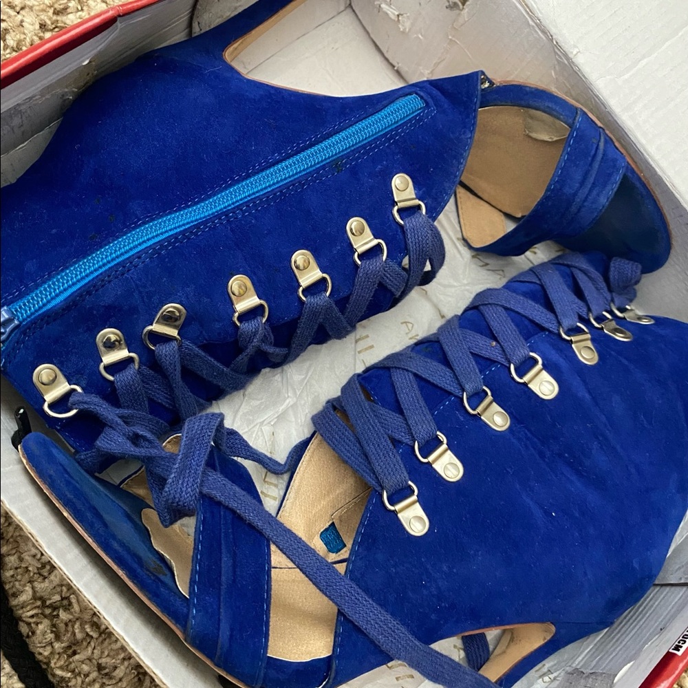 Liliana blue suede heels